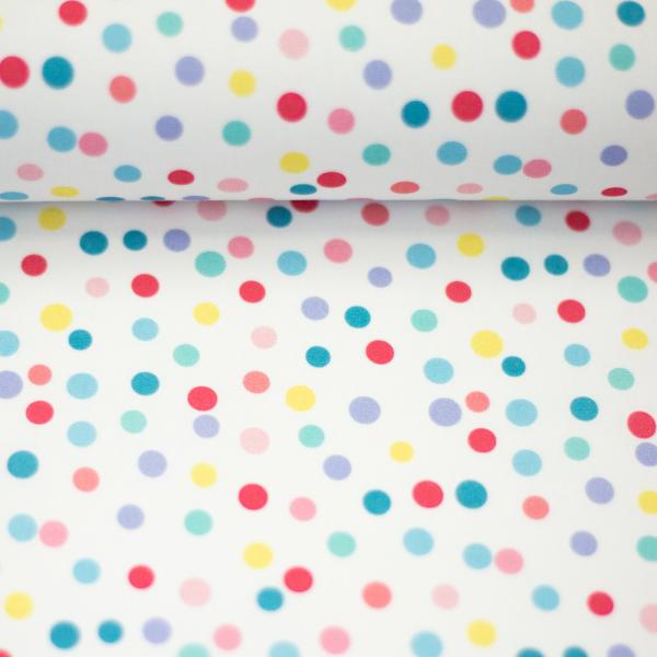 Baumwolldruck kleine Bunte Punkte auf Weiß Soto by Swafing